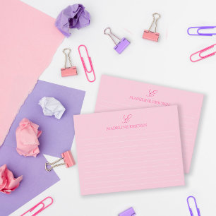 Leicht rosa Monogramm Mitteilungskarte