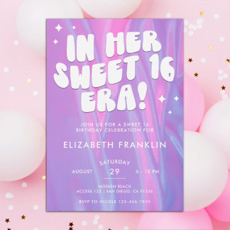 Leicht rosa und Lila Satin Sweet 16 Era Geburtstag Einladung