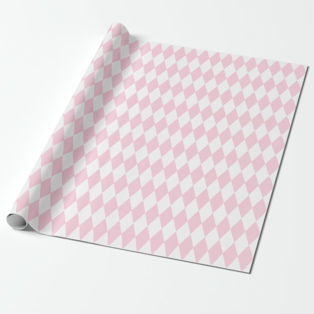Leicht rosa und weiße Harlequin Geschenkpapier (Ungerollt)