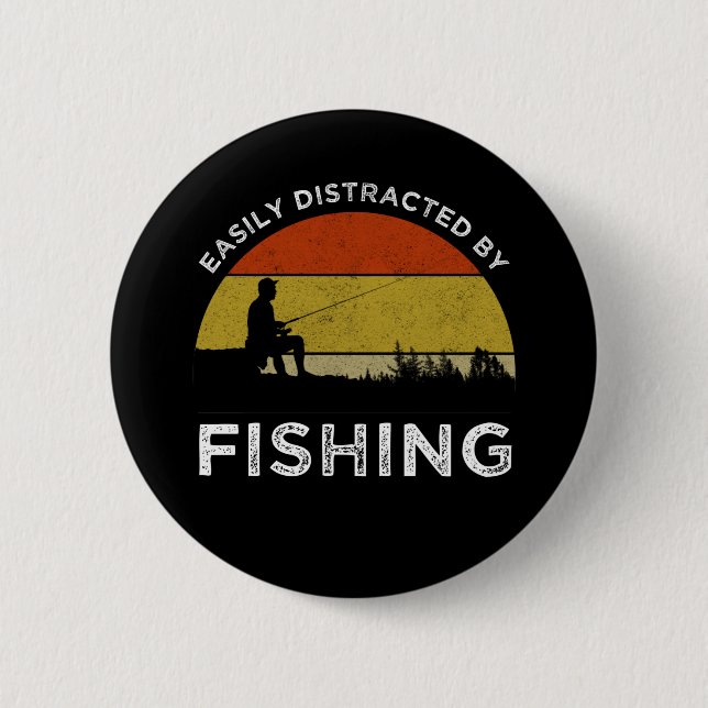 Leicht vom Fischfang abgelenkt Button (Vorderseite)