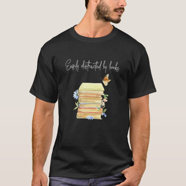 Leicht von Büchern abgelenkt T-Shirt (Vorderseite)