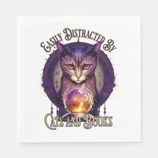 Leicht von Büchern und Katzen-Design abgelenkt Serviette
