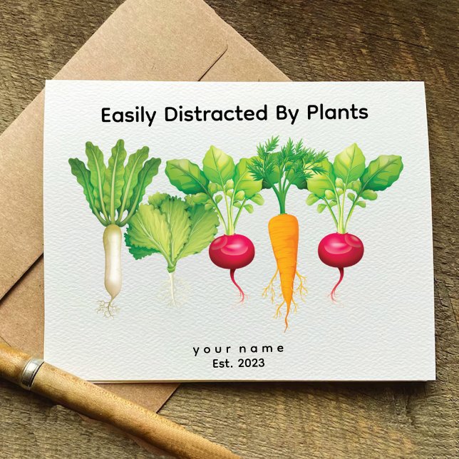 Leicht von der Pflanze abgelenkt | Gesunde vegane  Einladung (Easily Distracted By Plant | Healthy vegan Card)