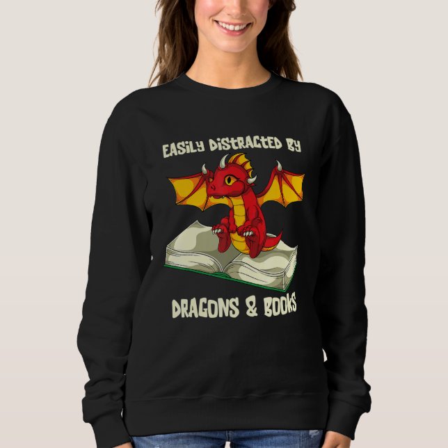 Leicht von Drachen und Büchern abgelenkt buchen Ne Sweatshirt (Vorderseite)