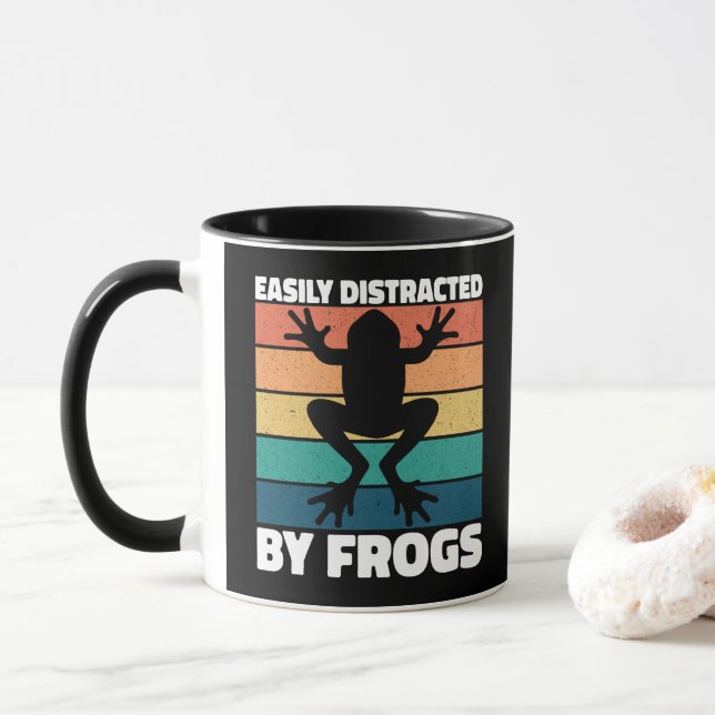 Leicht von Fröschen abgelenkt Liebhaber farbenfroh Tasse (Mit Donut)