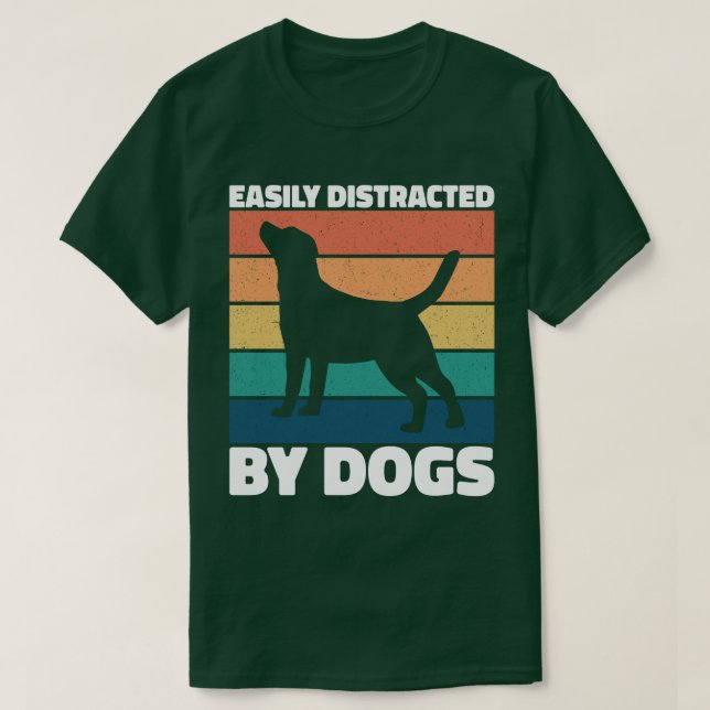 Leicht von Hunden abgelenkt Niedliche Hundefreunde T-Shirt (Design vorne)
