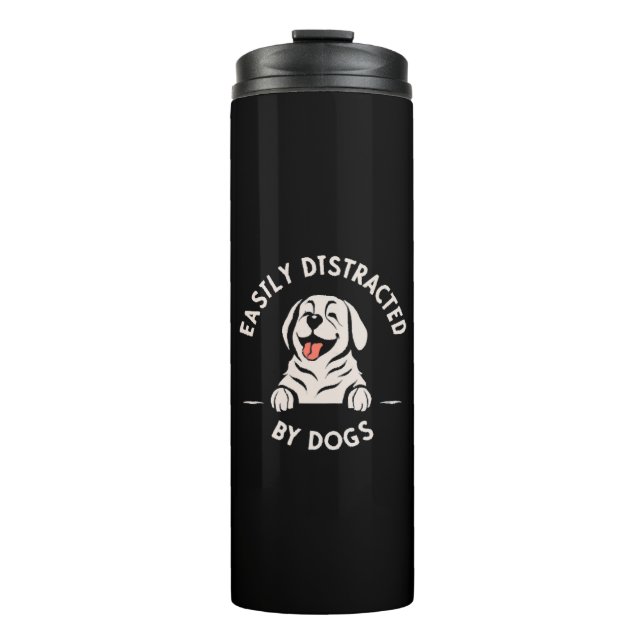 Leicht von Hunden abgelenkt Thermosbecher (Vorderseite)