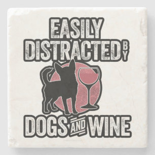 Leicht von Hunden und Wein abgelenkt Steinuntersetzer
