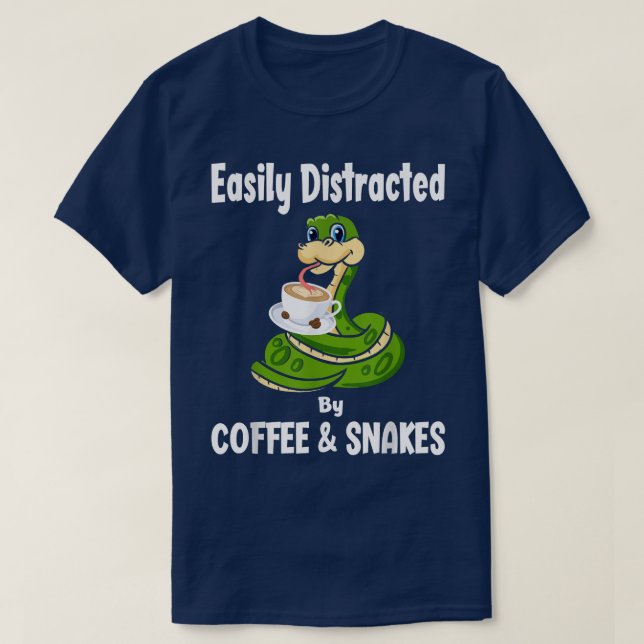 Leicht von Kaffee & Schlangen abgelenkt Funny Snak T-Shirt (Design vorne)