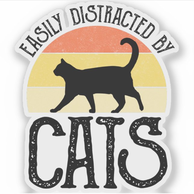 Leicht von Katzen abgelenkt Aufkleber (Vorderseite)