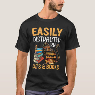Leicht von Katzen und Büchern abgelenkt buchen Ner T-Shirt