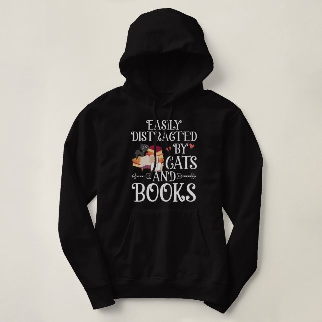 Leicht von Katzen und Büchern abgelenkt  Hoodie (Design vorne)