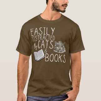 Leicht von Katzen und Büchern abgelenkt T-Shirt
