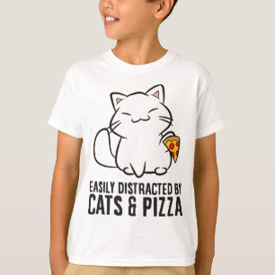 Leicht von Katzen und Pizza abgelenkt T-Shirt