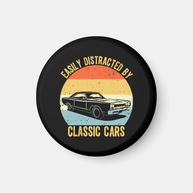 Leicht von klassischen Autos abgelenkt Magnet (Vorne)