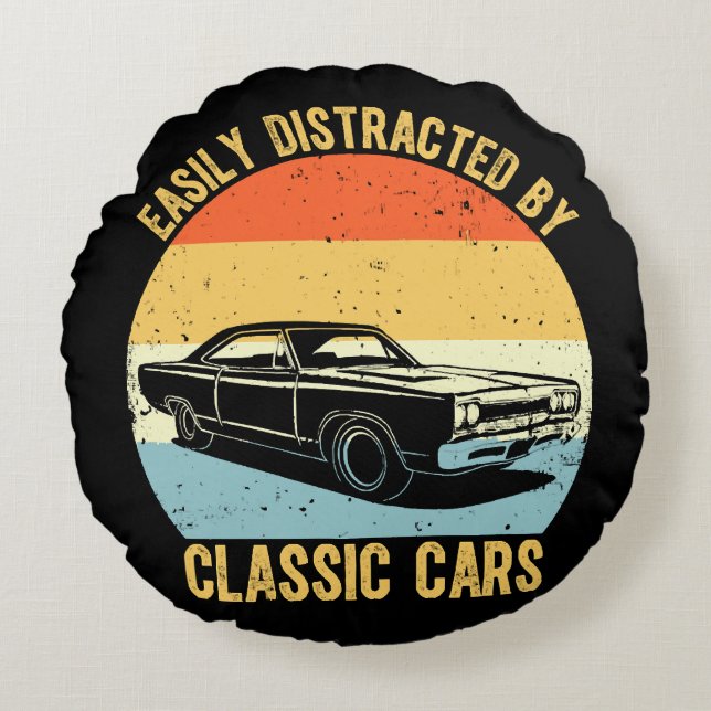 Leicht von klassischen Autos abgelenkt Rundes Kissen (Vorderseite)