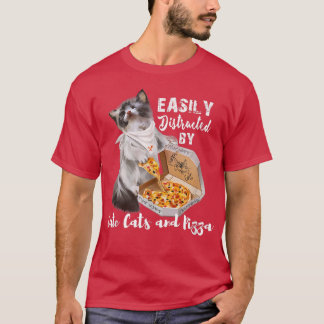 Leicht von Niedlichen Katzen und Pizzen abgelenkt T-Shirt