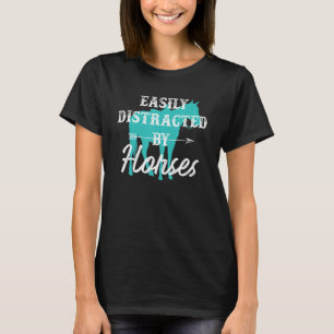 Leicht von Pferden abgelenkt türkisfarbene Western T-Shirt