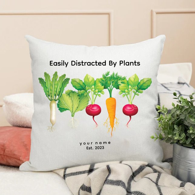 Leicht von Pflanze abgelenkt / Coole Veganer Kissen (Easily Distracted By Plant / Cool Vegans Throw Pillow)