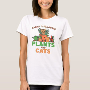 Leicht von Pflanze und Katzen abgelenkt süße Katze T-Shirt