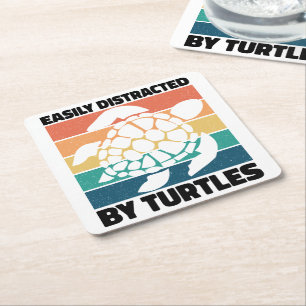 Leicht von Schildkröten abgelenkt Funny Amphibian  Rechteckiger Pappuntersetzer