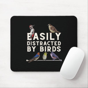 Leicht von Vögeln abgelenkt Funny Bird Lover & Bir Mousepad