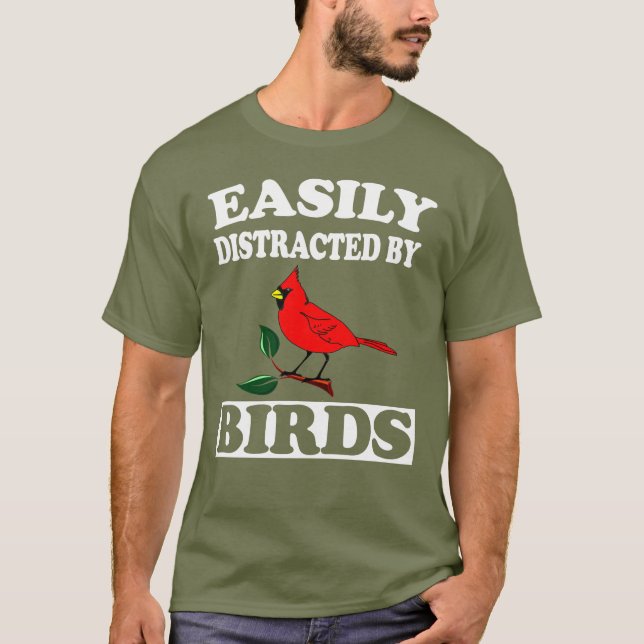 Leicht von Vögeln T - Shirt Funny Bird abgelenkt (Vorderseite)