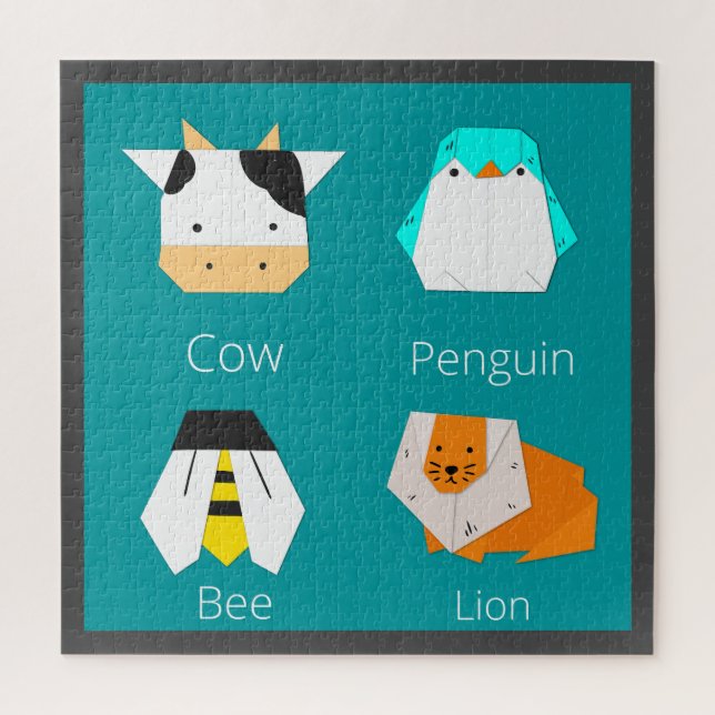 Leicht zeichnend Papierhandwerk Tiere blau Puzzle (Vertikal)