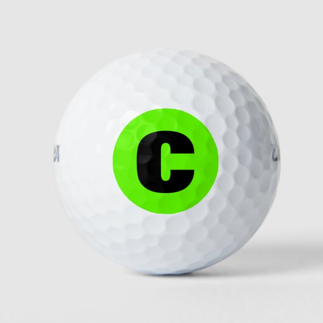 Leicht zu finden, helle grüne Golfer Monogramm Golfball (Vorderseite)