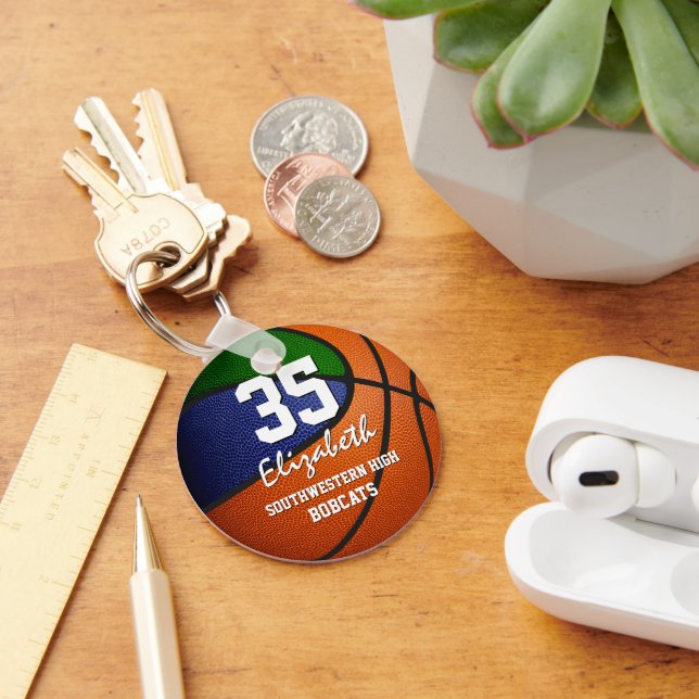 leicht zu personalisierende blaugrüne Basketballge Schlüsselanhänger (Schreibtisch)