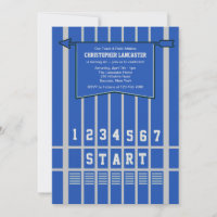 Leichtathletik-Anfangslinie Blau-Einladung