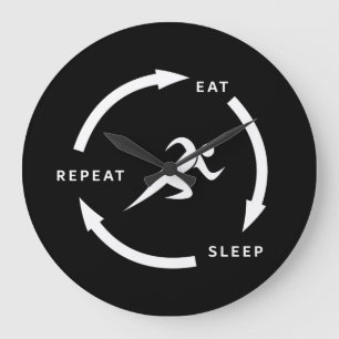 Leichtathletik Essen Schlafen Wiederholen Sportfan Große Wanduhr