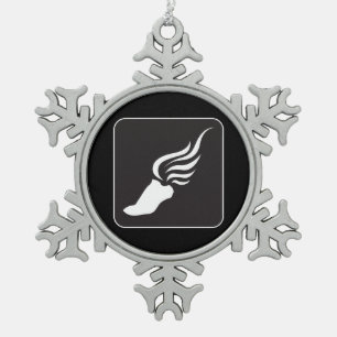 Leichtathletik-Ikone Schneeflocken Zinn-Ornament