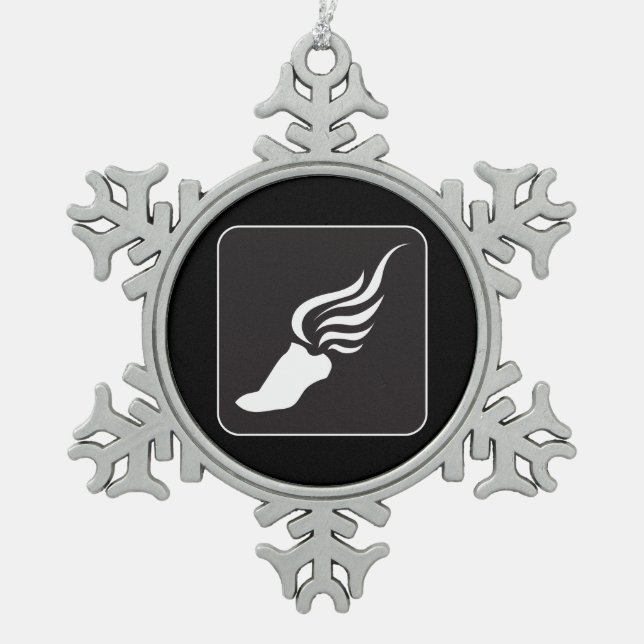Leichtathletik-Ikone Schneeflocken Zinn-Ornament (Vorderseite)