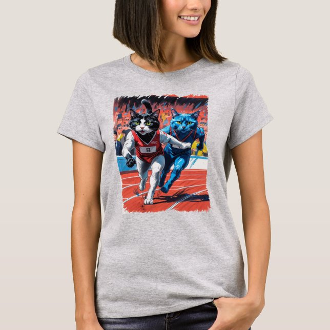 Leichtathletik-Katzenrennen! T-Shirt (Vorderseite)