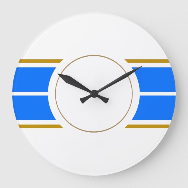 Leichtathletik-Spaß Bright Blue Racing Streifen au Große Wanduhr (Vorderseite)