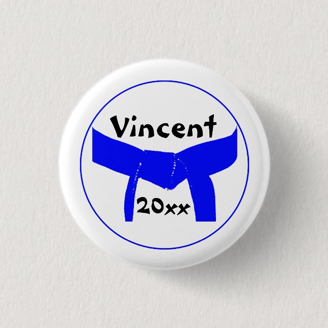 Leichtblauer Gürtel für Kampfkunst Button (Vorderseite)