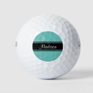 Leichte Aquamarine schwarze Streifen-Skriptbezeich Golfball