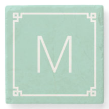 Leichte Aquamarine und weiße griechische Schlüssel
