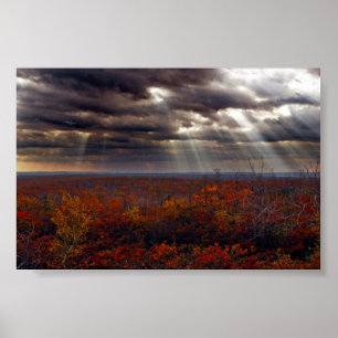 Leichte Beams in Wolken in Lackawanna Staat Forest Poster