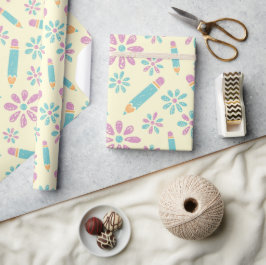 Leichte Blumenschule Nahtloses Wrapping Geschenkpapier