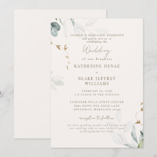 Leichte Champagner-Botanik-Website-Hochzeit II Einladung