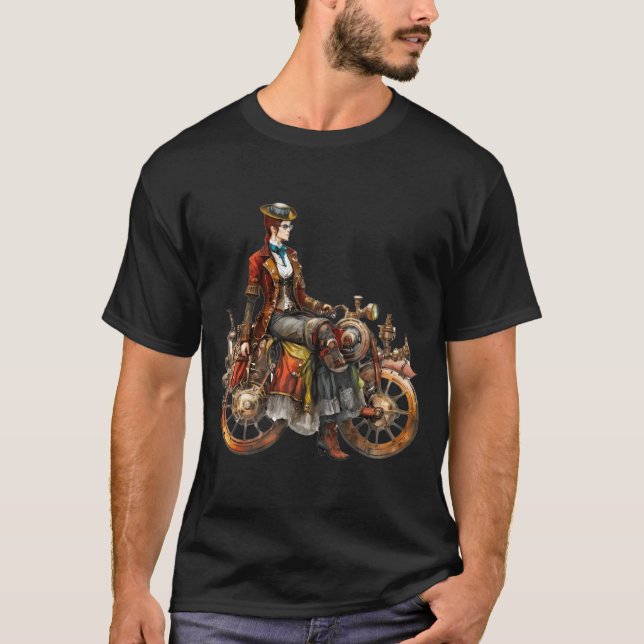 Leichte Fahrerinnen Klassisches Motorrad T-Shirt (Vorderseite)