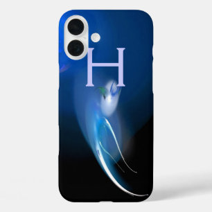 LEICHTE GEBURT IN BLAUEM MONOGRAMM iPhone 16 PLUS HÜLLE