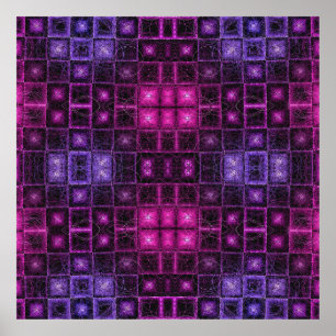 Leichte geometrische Muster Neon Lila rosa Cubes Poster