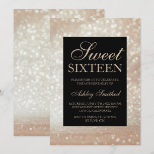 Leichte goldene Glitzer Glitzern eleganter Sweet 1 Einladung