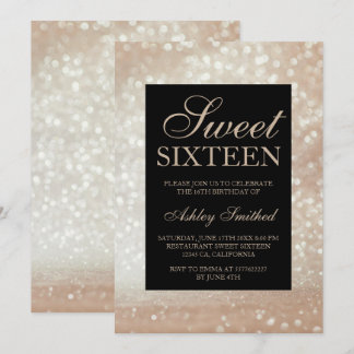Leichte goldene Glitzer Glitzern eleganter Sweet 1 Einladung