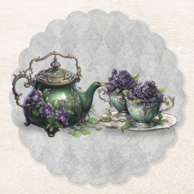 Leichte graue Hexen Tea Verzauberter Untersetzer (Vorderseite)