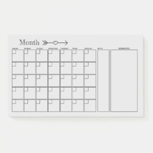 Leichte graue Kalender Monatsplaner Post-it Klebezettel