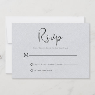 Leichte graue Linen Einfache RSVP-Karte mit schwar Einladung